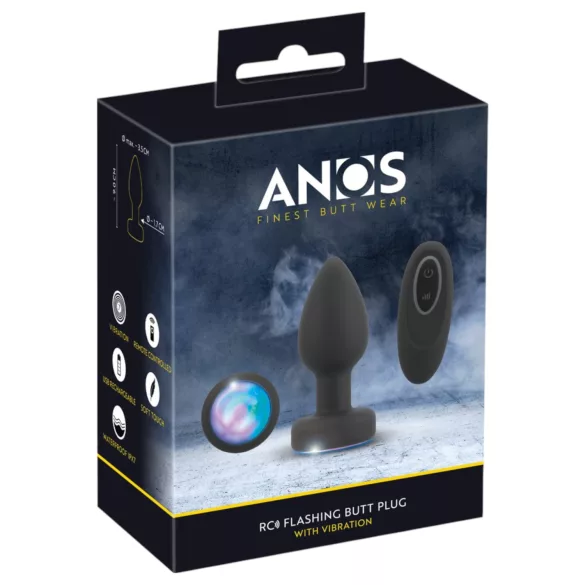 ANOS - svítící vibrační anální kolík (černý)