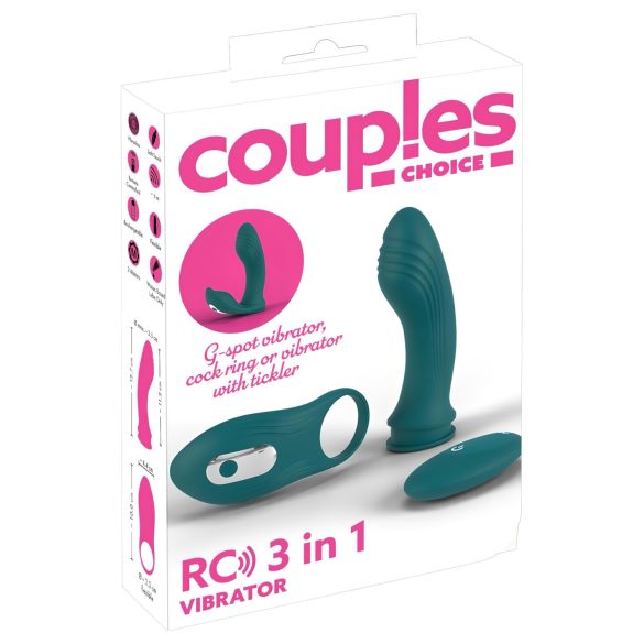 Couples Choice - vibrátor 3v1 pro páry - variabilní - tyrkysový