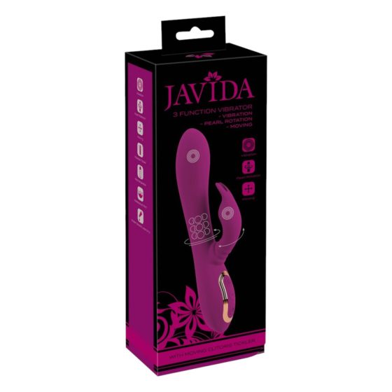 Javida - vibrátor 3v1 s rotujícími korálky (fialový)