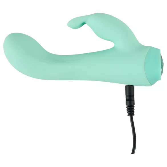 Cuties Mini 4 - mini vibrátor s králíčkem - dobíjecí, voděodolný, zelený
