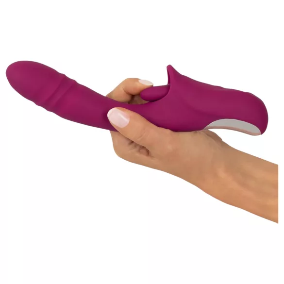 Javida - vibrátor s lízací funkcí a přirážením - fialový