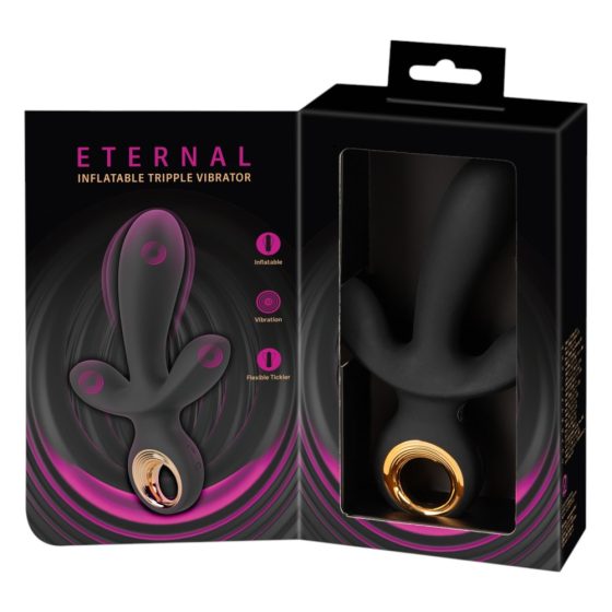 Eternal - nafukovací trojitý vibrátor (černý)
