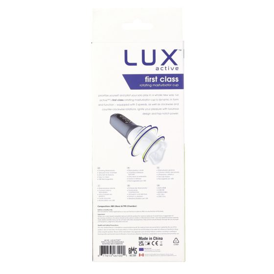 LUX Active First Class - masturbátor s rotační hlavou (bílo-šedý)