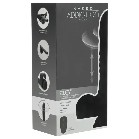 Naked Addiction - realistický vibrátor s rotací a přírazem - černý