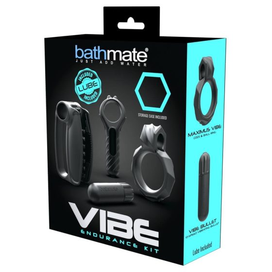 Bathmate Vibe Endurance - sada masturbátoru a kroužku na penis (černá)