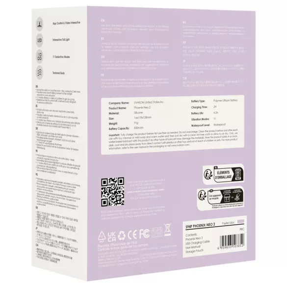 Svakom Phoenix Neo 2 - chytré vibrační vajíčko - fialová