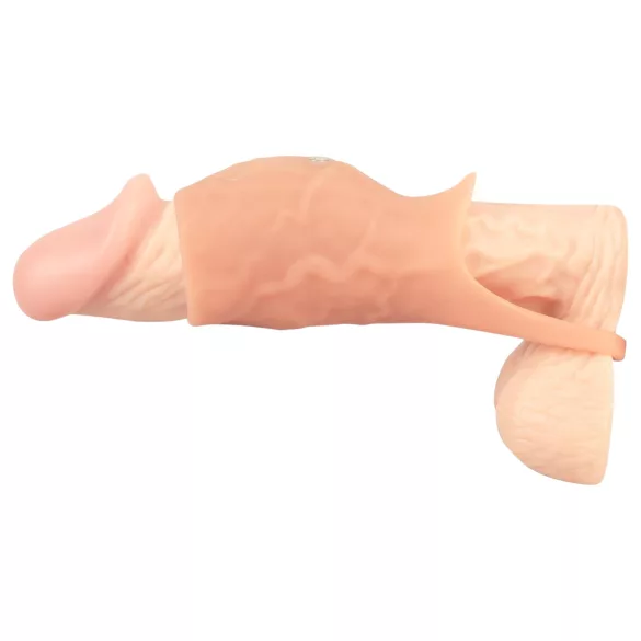 Realistixxx - vibrační návlek na penis s otevřeným koncem - tělová barva