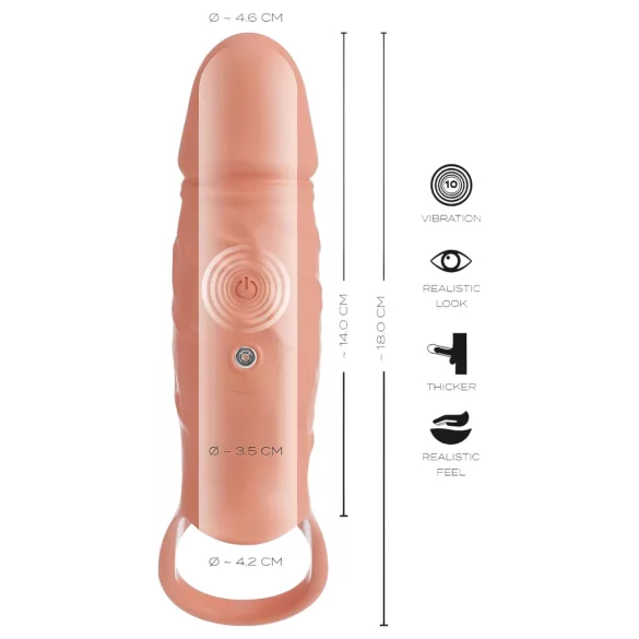 Realistixxx - vibrační návlek na penis s kroužkem - realistický vzhled