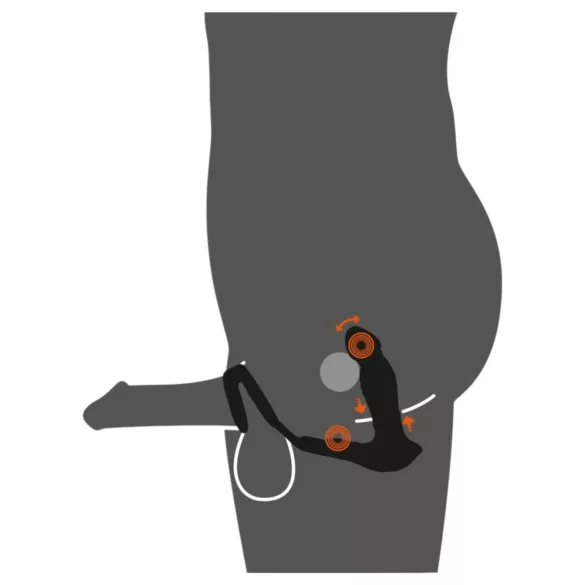 Rebel - vibrační stimulátor prostaty s pohyblivým pohonem - černý