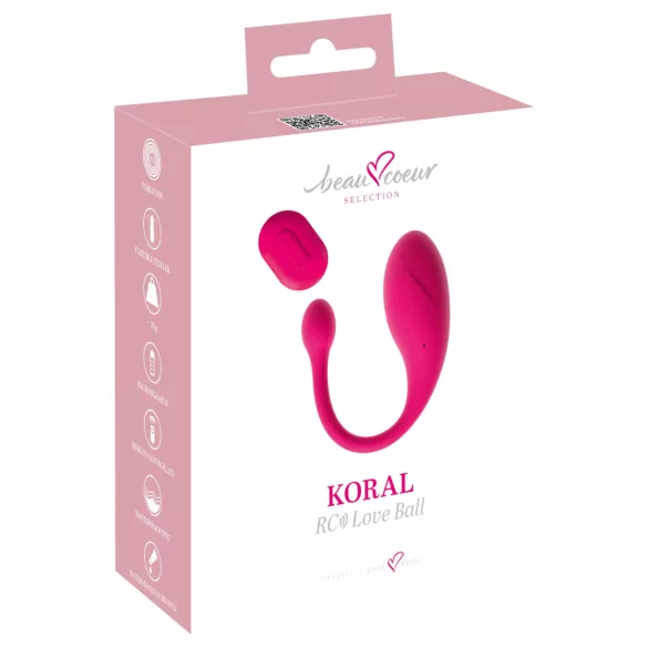 Beau Coeur Koral - vibrační vajíčko s dálkovým ovládáním - růžové