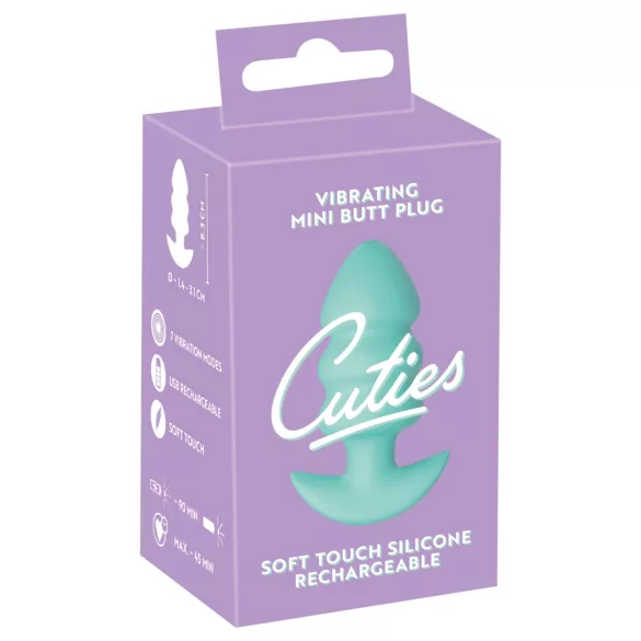 Cuties Mini - anální kolík s kuličkami - vibrace - zelený