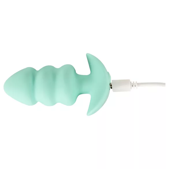 Cuties Mini - anální kolík s kuličkami - vibrace - zelený