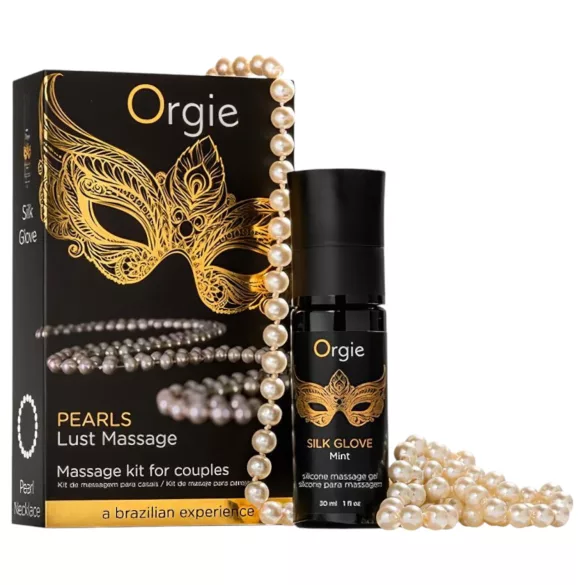 Orgie Pearls Lust - perlový náhrdelník a masážní gel 30 ml
