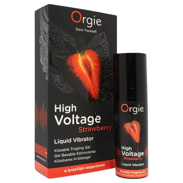 Orgie High Voltage - tekutý vibrátor - jahoda - 15 ml