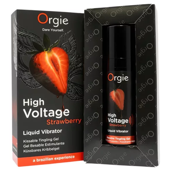Orgie High Voltage - tekutý vibrátor - jahoda - 15 ml