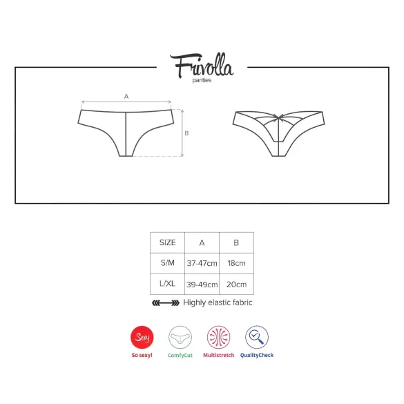 Obsessive Frivolla - pikantní krajkové kalhotky - černé - L/XL