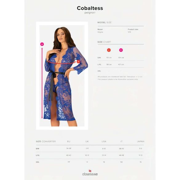 Obsessive Cobaltess - krajkový župan (modrý)