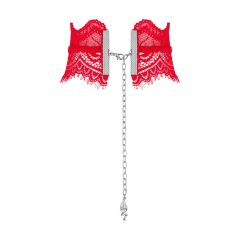  Obsessive Bergamore - krajkový náhrdelník s řetízkem (červený) S-L