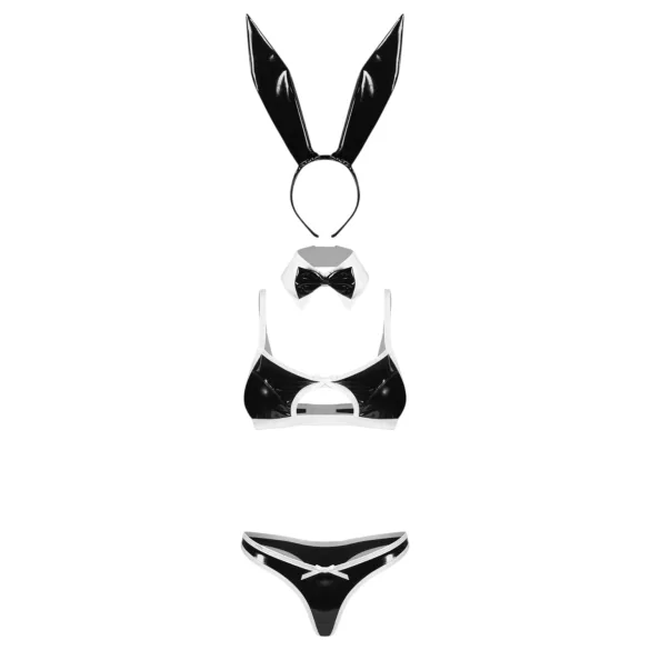Obsessive Night Bunny - čtyřdílný králičí kostým pro ženy (černý)