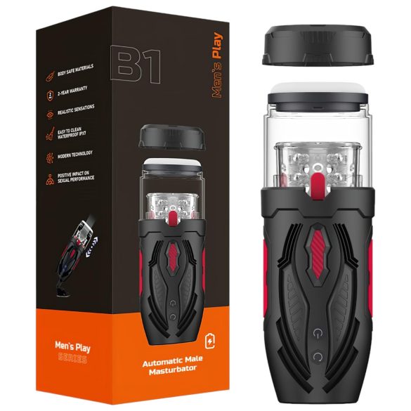 Men's Play - rotační masturbátor pro muže - černý