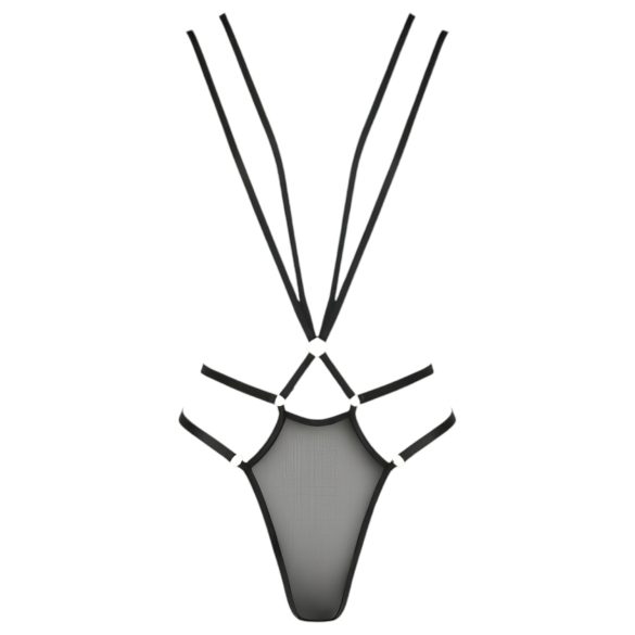 Passion Devil Meggy - kovový kroužkový tělový postroj (černý) - L/XL