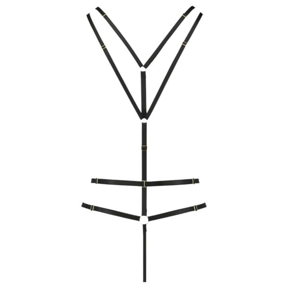 Passion Devil Meggy - kovový kroužkový tělový postroj (černý)