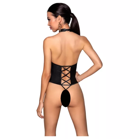 Passion Nancy - otevřené body s křížovými pásky - černá