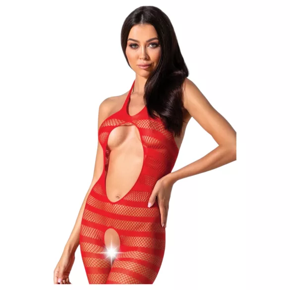 Passion BS081 - capri overal s výstřihem okolo krku - červený (S-L)