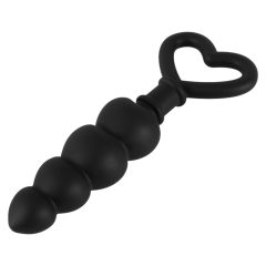 Srdnatý anální dildo perlový náhrdelník (černý)