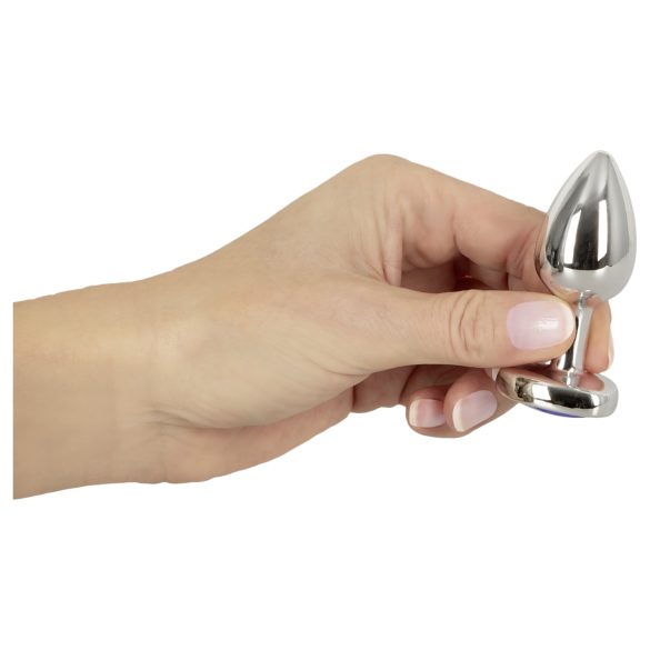 Magic Shiver - anální kolík s kamínkem - kovový modrý