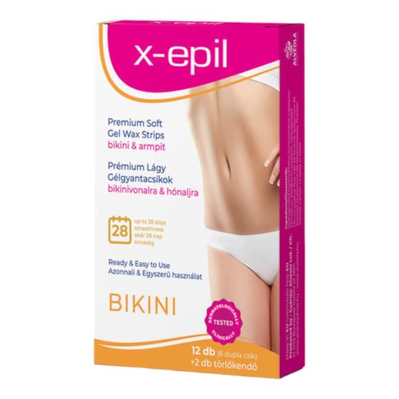 X-Epil - gelové pryskyřičné proužky připravené k použití (12ks) - bikiny/spodní prádlo