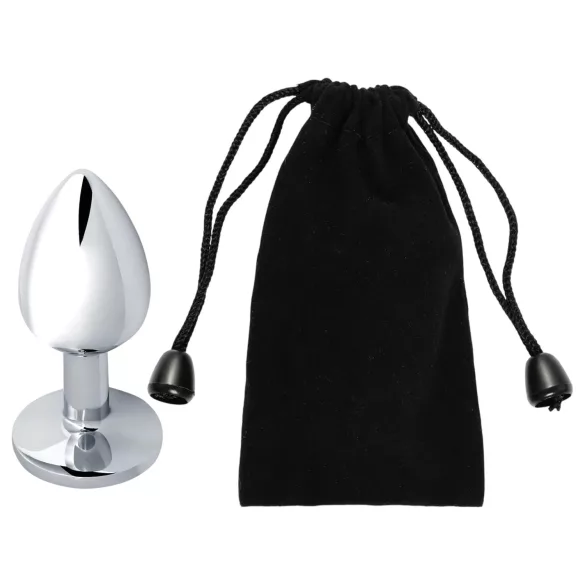 Sunfo - anální kolík s kovem a limetkovým kamenem - stříbrný