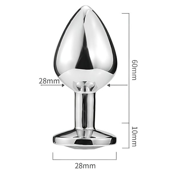 Sunfo - kovový anální kolík srdce tmavě fialový kámen stříbrný