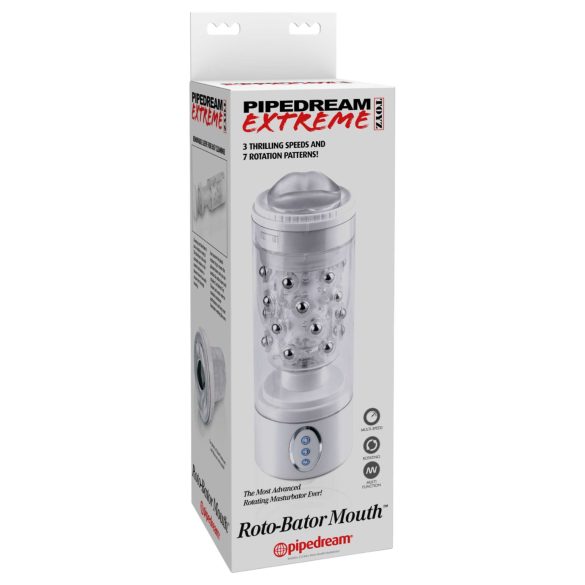 PDX - vibrační rotační masturbátor ústa - bílý