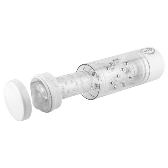 PDX - vibrační rotační masturbátor ústa - bílý