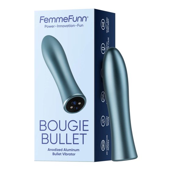 FemmeFunn Bougie - eloxovaný hliníkový vibrátor s prémiovou tyčí (stříbrný)