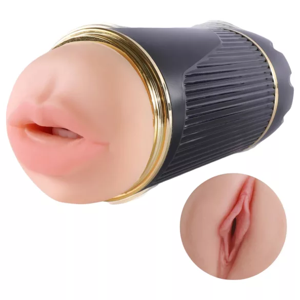 Lonely - masturbátor ústa a vagina - realistický silikon černý/natur