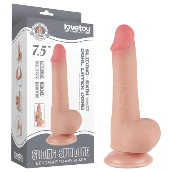 Lovetoy - realistický dildo s přísavkou - dvouvrstvé - 19,5 cm - tělová barva