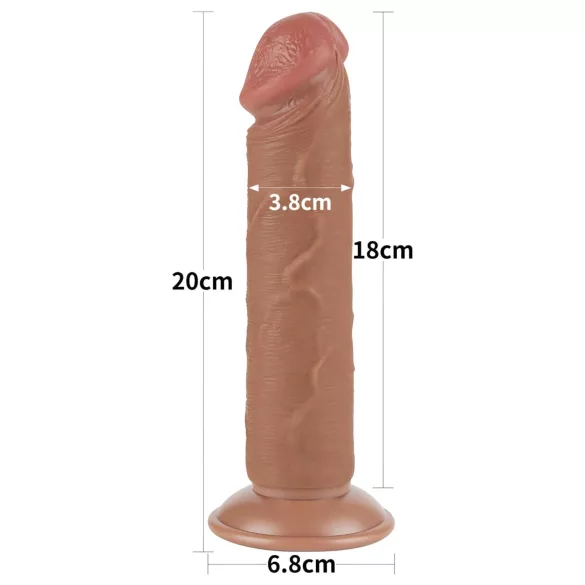 Lovetoy - realistický dvojvrstvý dildo s přísavkou - 20 cm - tělová barva