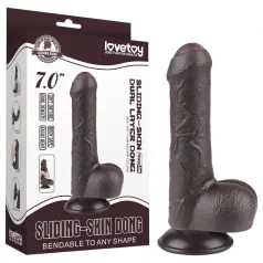   Lovetoy - realistický dildo s varlaty - dvojitá vrstva - 18,3 cm hnědý