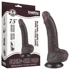   Sliding-Skin - dvouvrstvé dildo s přísavkou - 19,5 cm (hnědé)