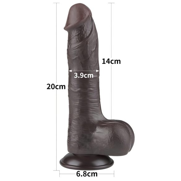 Lovetoy Sliding-Skin - dvouvrstvé dildo s varlaty - 20 cm (hnědé)