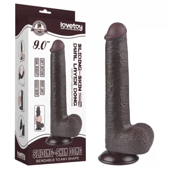 Lovetoy - realistický dildo s přísavkou - dvouvrstvý - 20,8 cm - hnědý