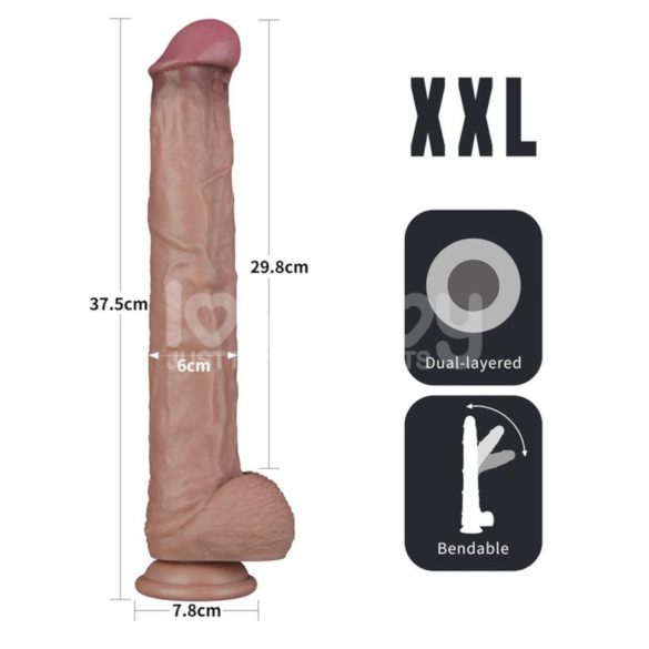 Lovetoy - oboustranný XXL dildo - 36,5 cm - tělová barva