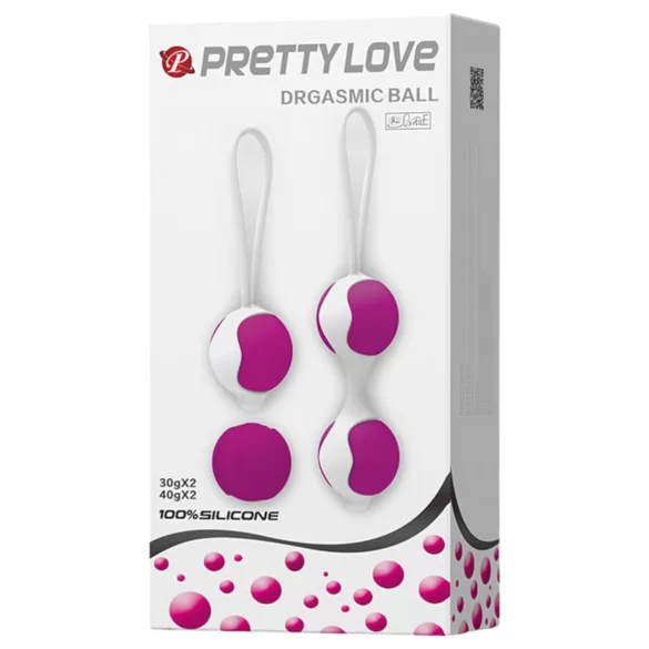 Pretty Love - sada variabilních venušiných kuliček - bílá/fialová