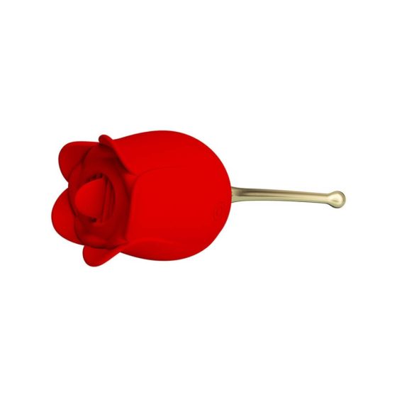 Pretty Love Rose Lover - nabíjecí klitorisový vibrátor 2v1 s jazykem (červený)