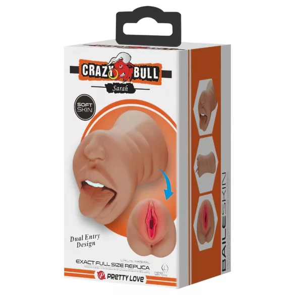 Crazy Bull - masturbátor ústa a vagína - realistický tvar - tělová barva