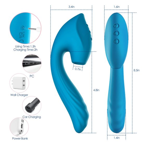 Vibeconnect - vodotěsný vibrátor bodu G a stimulátor klitorisu (modrý)