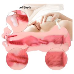   Vibeconnect - realistický masturbátor úst a kundičky (přírodní černá)