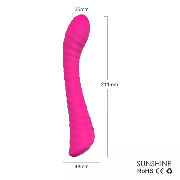 Sex HD Sunshine - vibrátor na G-bod s drážkami - dobíjecí - růžový
